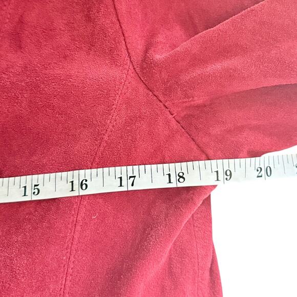 Vintage 90s Pursuits Red Suede Leather Blazer Jacket Women’s Small Lined - Picture 9 of 10